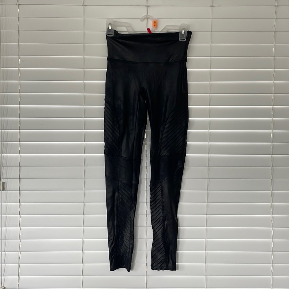 Spanx brand moto-leather leggings
